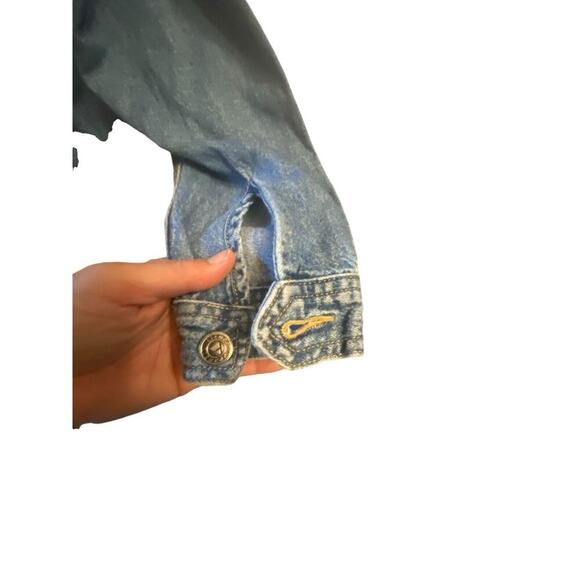 Liz Wear V Neck Denim Jacket Size Small Petite Long Sleeve Casual Vintage - Picture 7 of 16